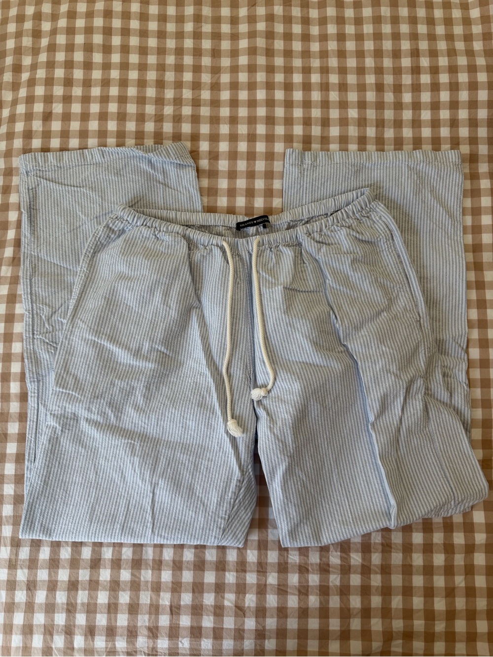 Brandy Melville Light Blue Pinstripe Linen Pants